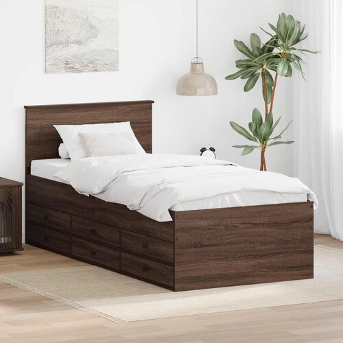  Krevet na dan Smeđi hrast i crna 75 x 190 cm Konstruirano drvo Cijene