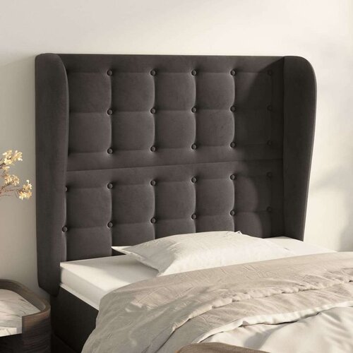  Vzglavje z u&amp;scaron;esi temno sivo 83x23x118/128 cm žamet, (20792752) Slike
