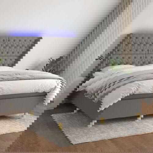  Krevet box spring s madracem LED tamnosivi 140x200 cm tkanina Cijene