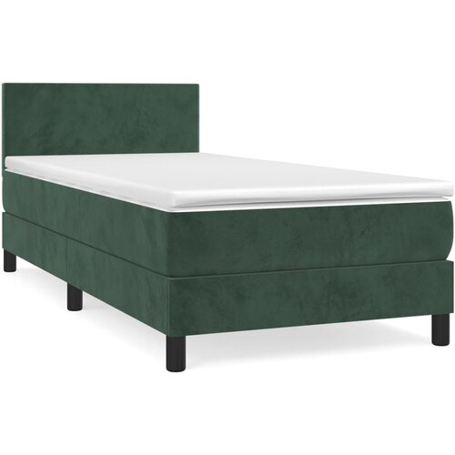 VidaXL Box spring krevet s madracem tamnozeleni 80 x 200 cm bar&amp;scaron;unasti Slike