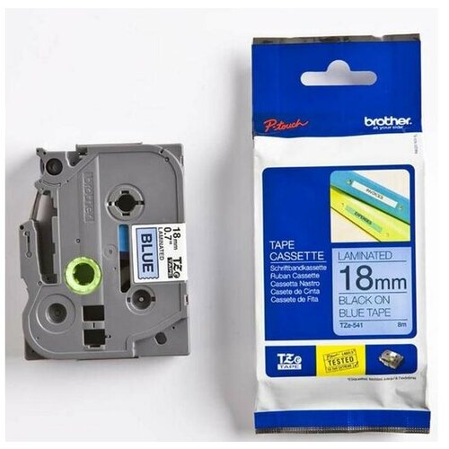 Brother Standardna laminirana traka TZe 18 mm, Črna na modri Slike