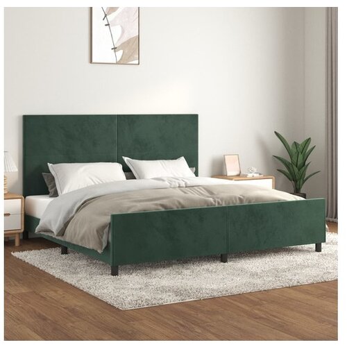 VidaXL Posteljni okvir z vzglavjem temno zelen 200x200 cm ža Slike