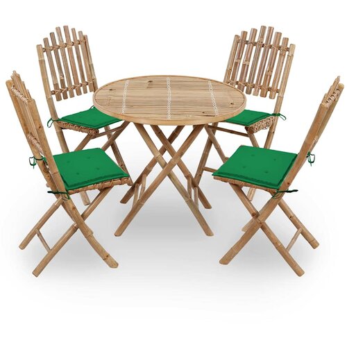  5-dijelni sklopivi vrtni blagovaonski set od bambusa Zelena 40 x 40 x 4 cm Cene