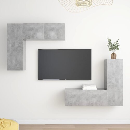 The Living Store Komplet TV omaric 4-delni betonsko siva iverna plošča - Komplet TV Omaric, (21434551) Cene