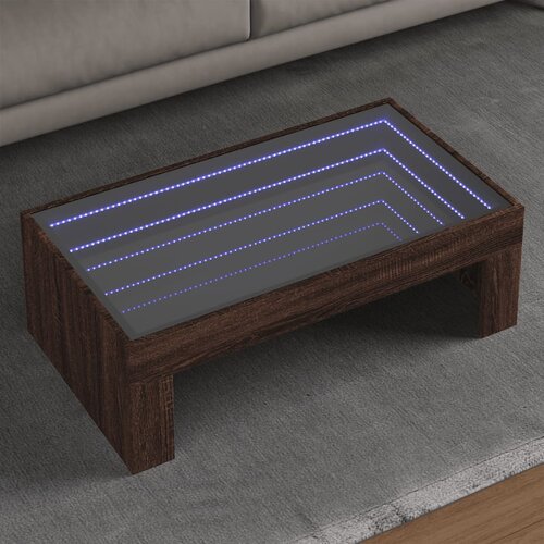 Furnova Klubska mizica z neskončnimi LED rjavi hrast 90x50x30 cm, (21914488) Slike