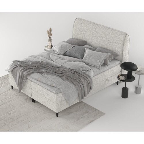 Maison de R&amp;ecirc;ve svijetlo sivi boxspring krevet s prostorom za odlaganje 140x200 cm melba &amp;ndash; Slike
