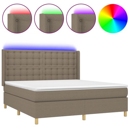 vidaXL Krevet box spring s madracem LED smeđesivi 160x200 cm tkanina Cijene
