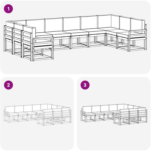  Set vanjskih sofa 10 kom. Prirodna i antracit Smeđa 363 x 190 x 73 cm Slike