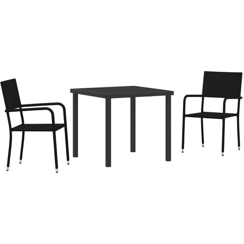 VidaXL 3-delni vrtni jedilni set črni poli ratan, (22087337) Slike