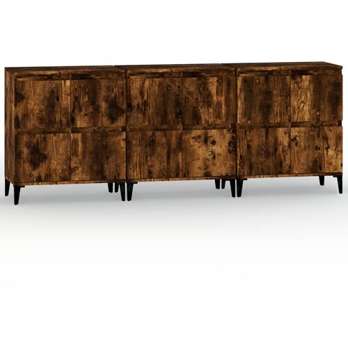 Maison Chic Komoda - Predalnik 3 kosa dimljeni hrast 60x35x70 cm inženirski les, (21721907) Slike