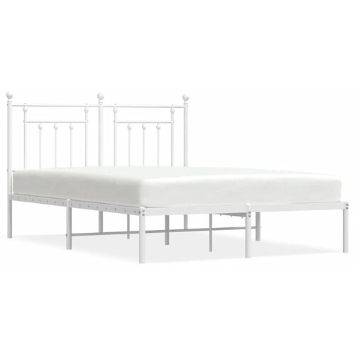  Metalni okvir za krevet s uzglavljem bijeli 150x200 cm Slike