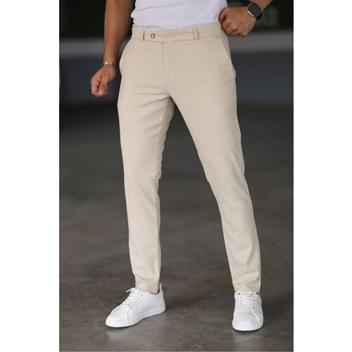 Dewberry 47676 Italian Cut Elastic Fabric Mens Trousers-KREM Cene