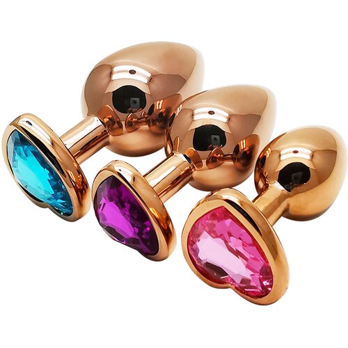 SuperLove Heart Jewel Butt Plugs Training Kit Rose Gold Cene