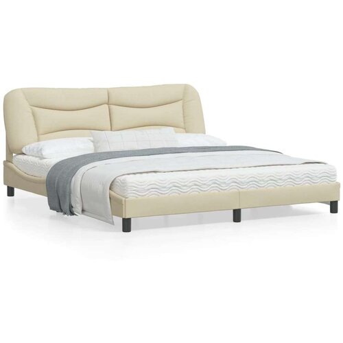  Okvir kreveta s LED svjetlima krem 180 x 200 cm od tkanine Cene