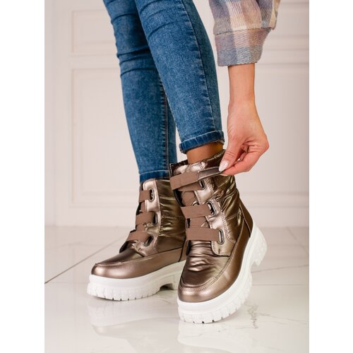 SHELOVET Women&amp;#039;s snow boots with Velcro brown Slike