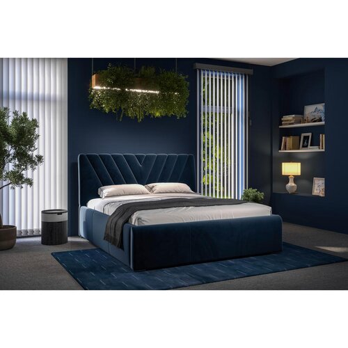 Boxxx OBLAZINJENA POSTELJA 180 cm x 200 cm , tekstil modra Slike