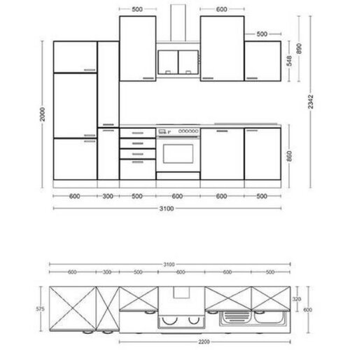 Flex-Well Kuhinjski Blok Z Aparati Valero, Bela, Barva Hrasta Slike