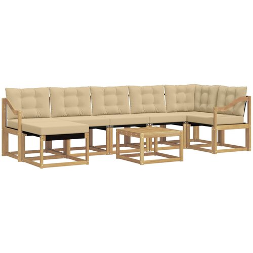 vidaXL Zunanja garnitura za sedenje z blazino 8 pcs Bela in bež, (5000282322) Cene