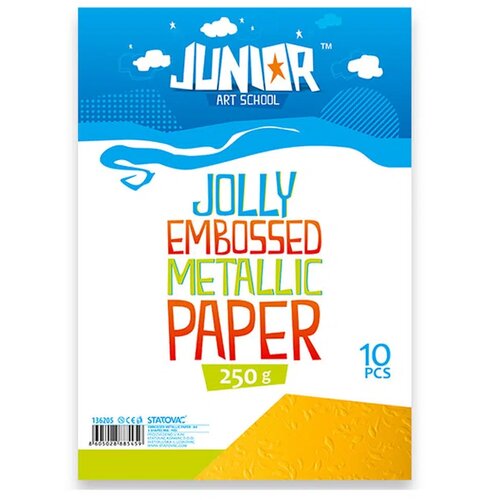 Junior jolly Embossed Metallic Paper, papir metalik reljefni, A4, 250g, 10K, odaberite Žuta Cene
