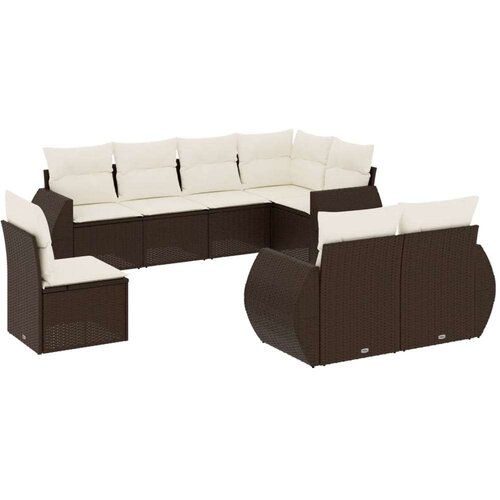 VidaXL 8-dijelni set vrtnih sofa s jastucima smeđi od poliratana Slike