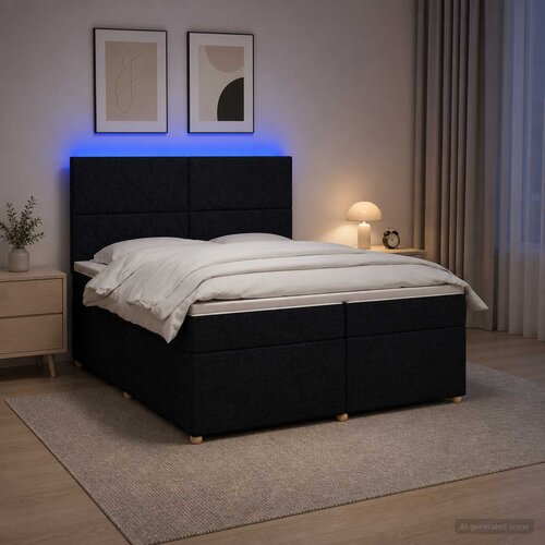  Boxspring krevet s madracem Crna 200 x 200 cm Tkanina Cene