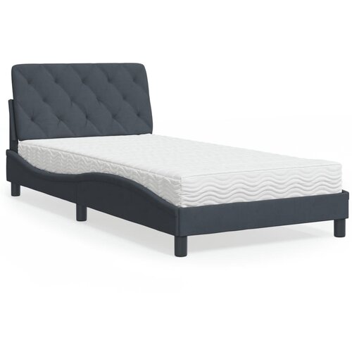 VidaXL Krevet s madracem tamnosivi 100x200 cm bar&amp;scaron;unasti Slike