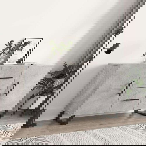  Komoda siva boja betona 100x36x60 cm od konstruiranog drva Slike