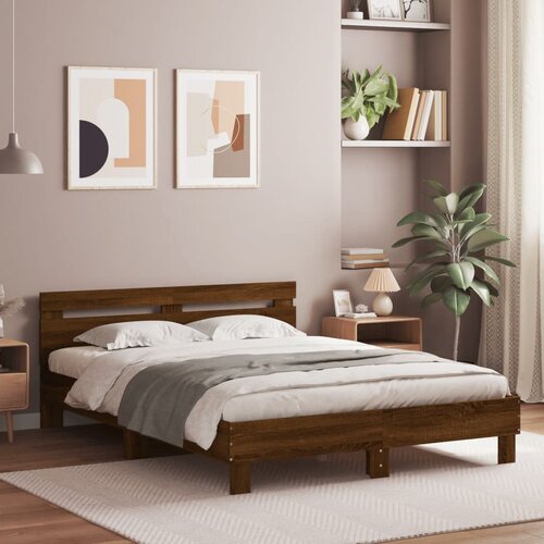 Furnova Posteljni okvir z vzglavjem rjavi hrast 140x200 cm inž. les, (21935214) Slike