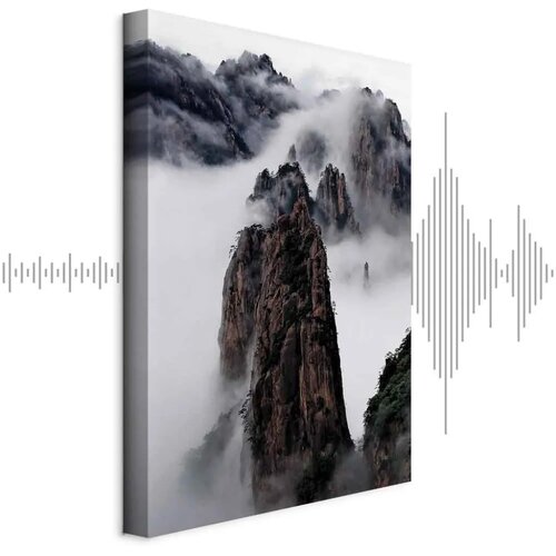  Slika - High Mountains in Mist (1-part) - Landscape of Clouds Amid Rocks 40x60 Akustična Cene