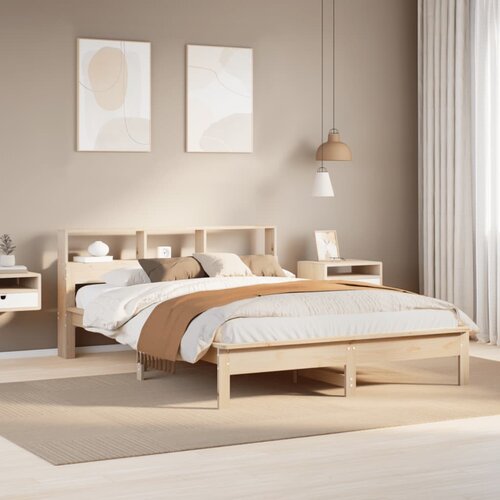 VidaXL Posteljni okvir brez vzmetnice 135x190 cm trdna borovina Slike