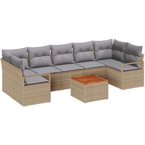  Vrtna garnitura - 8-dijelni set vrtnih sofa s jastučićima Bež Poli ratan Akacija  2-sjedna vrtna sofa s jastučićima Bež Poli rat Cijene