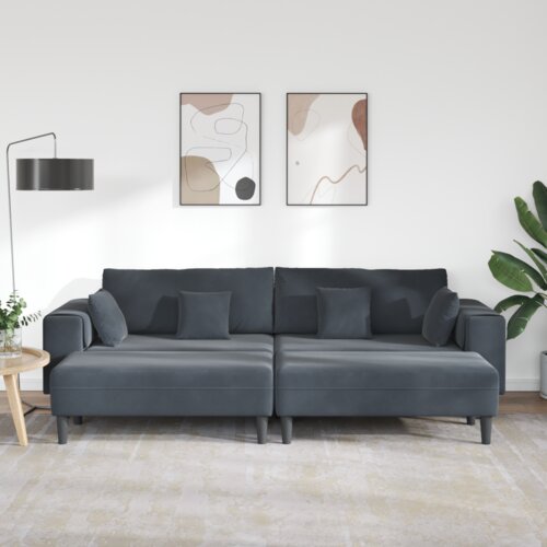 VidaXL Bar&amp;scaron;unasta sofa s jastukom s jastukom 3 pcs Tamno siva 208 cm Bar&amp;scaron;un Slike