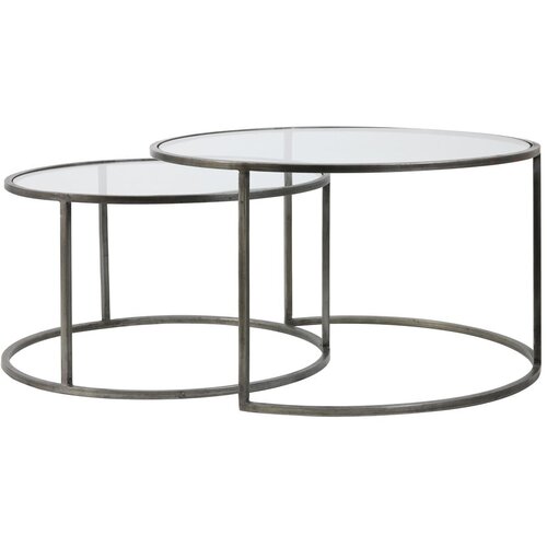 Light & Living Sivi stakleni okrugli stolići u setu od 2 kom ø 75 cm Duarte - Cijene