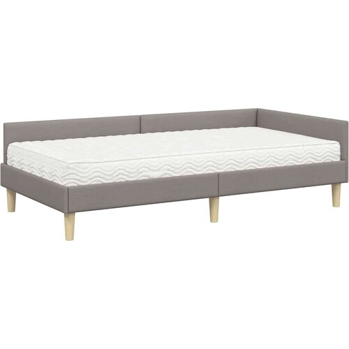  Kutni krevetni okvir s madracem Ostalo 2 pcs Sivo-smeđa tkanina Slike