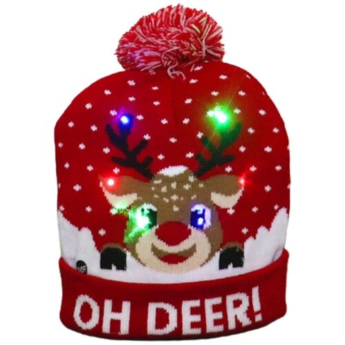 Vivva Božična pletena kapa z LED lučmi | XBEANIE Rdeča, (21562843) Slike