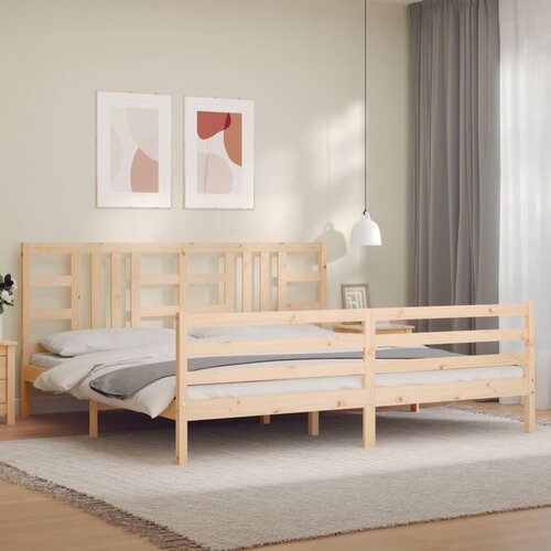 VidaXL Posteljni okvir z vzglavjem 200x200 cm trden les Slike