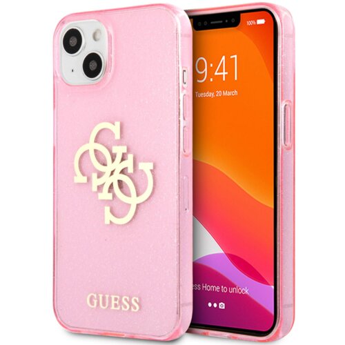 Guess GUHCP13SPCUGL4GPI big logo silikonski ovitek za iphone 13 mini - roza z bleščicami Cene