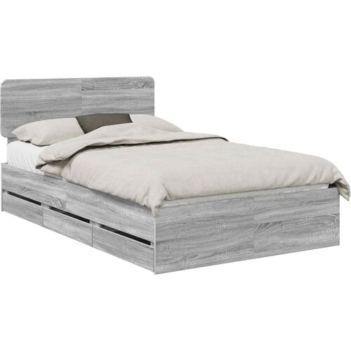 VidaXL konstrukcija postelje s predalom siva sonoma 120 x 200 cm, (5000113674) Slike