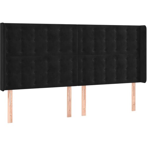 Maison Chic posteljno vzglavje - vzglavna omarica - nočna omarica z u&amp;scaron;esi črno 183x16x118/128 cm žamet, (21708983) Slike