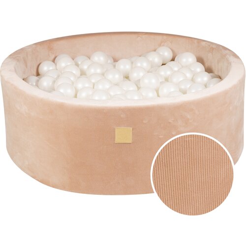 MeowBaby Round Ball Pit z žogicami 7cm za otroka, 90x30cm/200 žogic, Velvet žamet, Pesek: beli biser, (20800794) Cene