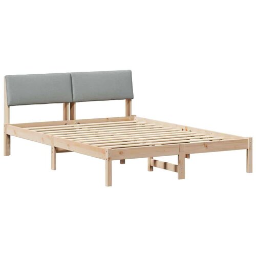  Okvir kreveta s uzglavljem Smeđa i svijetlo siva 135 x 190 cm Slike