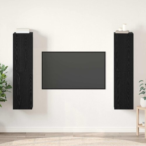  Set TV komoda 4 kom. Crni hrast Konstruirano drvo Cijene