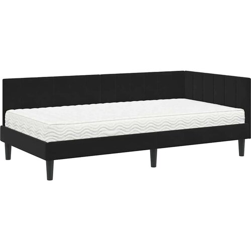 VidaXL Kutni okvir kreveta s madracem Crna 90 x 190 cm Bar&amp;scaron;un Slike