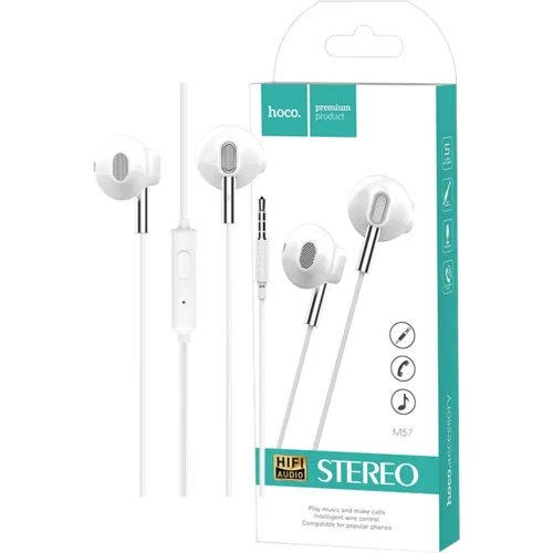 hoco. Slušalice sa mikrofonom, 3.5 mm,dužina kabela 1.2 met,bijela – M57 Sky sound, White