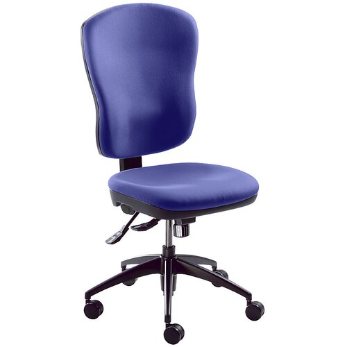 eurokraft pro Udoben vrtljiv stol, višina naslonjala za hrbet 600 mm, točkovna sinhrona mehanika, kotanjast sedež, brez naslonov za roke, modra prevle Cene