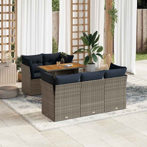 vidaXL 6-dijelni set vrtnih sofa od poliratana s jastucima sivi Cijene