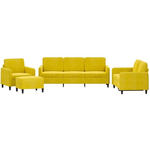 VidaXL 4-dijelni set sofa s žuti bar&amp;scaron;unast Slike