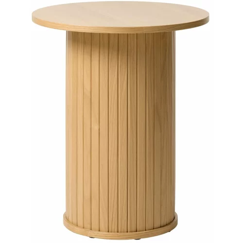 Unique Furniture Okrogla stranska mizica v hrastovem dekorju ø 50 cm Nola – Unique Furniture