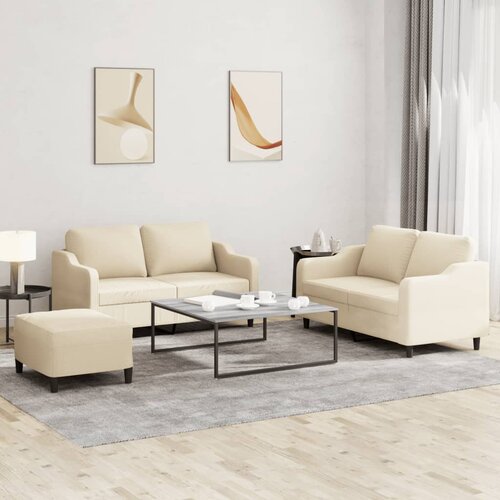  3-dijelni set sofa s jastucima krem od tkanine Cijene