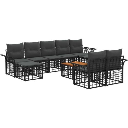  Set vanjskih sofa 10 pcs Crna i tamno siva Poliester - Crna i tamno siva sa stolom Cene